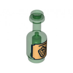 Minifigure, Utensil Bottle with Black Grapes on Gold Background Label Pattern: {прозрачно зелен}