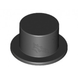 Minifigure, Headgear Hat, Top Hat with Tattered Hole and Scratches Pattern: {черен}