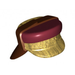 Minifigure, Headgear Hat, Neck Protector, SW Dark Red Top and Gold Flap Pattern : {червеникаво-кафяв}