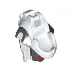 Minifigure, Head Modified Skull with Lower Jaw with Ninjago Dark Red Cracks Pattern : {бял}