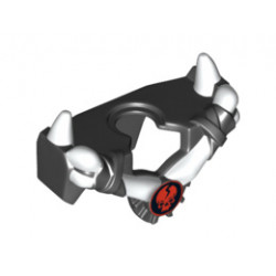 Minifigure, Armor Breastplate with Shoulder Spikes White Up and Ninjago Cracked Red Skull Pattern : {черен}