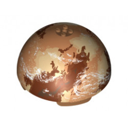 Cylinder Hemisphere 11 x 11, Studs on Top with Tatooine Dark Red / Dark Tan / White Planet Pattern (9675): {умерен нуга}