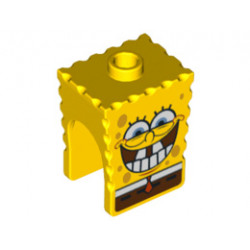 Minifigure, Head Modified SpongeBob SquarePants with Bottom Teeth Pattern : {ярко жълт}