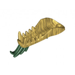 Dragon Head (Ninjago) Lower Jaw with Dark Green Spines Pattern: {топло златист}