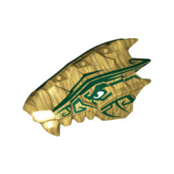 Dragon Head (Ninjago) Upper Jaw Spiny with Dark Green Stripes Pattern: {топло златист}