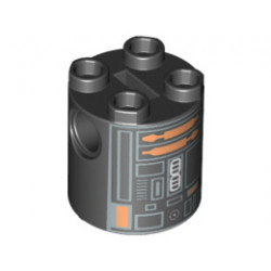 Brick, Round 2 x 2 x 2 Robot Body with Silver Lines and Copper Pattern (Imperial Astromech Droid) : {черен}