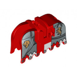 Horse Barding, Ruffled Edge with Gold Lions and Silver Plate Armor Pattern : {ярко червен}