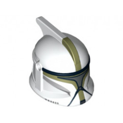 Minifigure, Headgear Helmet SW Clone Trooper with Holes, Olive Green Markings and Silver Visor Pattern (Clone Trooper Sergeant): {бял}
