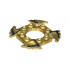 Ring 4 x 4 with 2 x 2 Hole and 4 Serrated Ends with Black and Silver Pattern (Ninjago Spinner Crown): {топло златист}