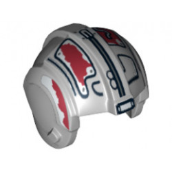 Minifigure, Headgear Helmet SW Rebel Pilot with Dark Red Markings Pattern : {умерено каменно сив}