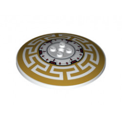 Dish 8 x 8 Inverted (Radar) with Red, Black and Pearl Gold Geometric Pattern: {бял}