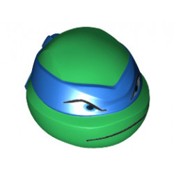 Minifigure, Head Modified Ninja Turtle with Blue Mask and Frown Pattern (Leonardo): {тъмно зелен}