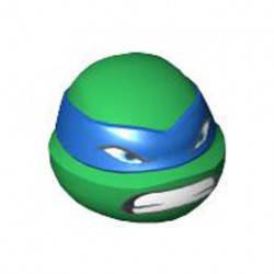 Minifigure, Head Modified Ninja Turtle with Blue Mask and Teeth Pattern (Leonardo): {тъмно зелен}