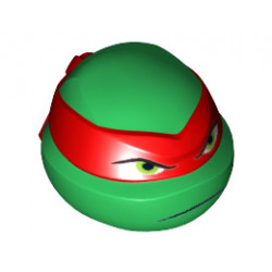 Minifigure, Head Modified Ninja Turtle with Red Mask and Frown Pattern (Raphael): {тъмно зелен}