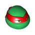 Minifigure, Head Modified Ninja Turtle with Red Mask and Frown Pattern (Raphael): {тъмно зелен}