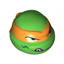 Minifigure, Head Modified Ninja Turtle with Orange Mask and Tongue Out Pattern (Michelangelo): {ярко зелен}