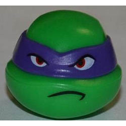 Minifigure, Head Modified Ninja Turtle with Dark Purple Mask and Frown Pattern (Donatello): {ярко зелен}