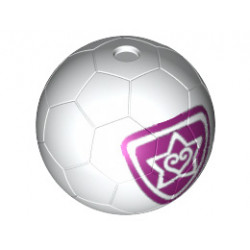 Ball, Sports Soccer with 2 Magenta Outlined Heart and Star Pattern: {бял}