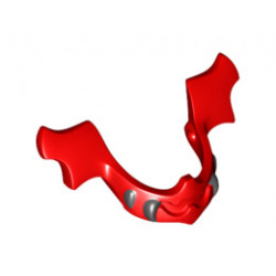 Minifigure, Visor Chin Guard Elaborate with Black Fangs Pattern: {ярко червен}