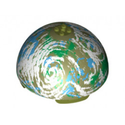 Cylinder Hemisphere 11 x 11, Studs on Top with Endor Blue / Green / Olive / White Planet Pattern (9679): {маслинено зелен}