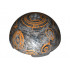 Cylinder Hemisphere 11 x 11, Studs on Top with Coruscant Black / Gold / Orange Planet Pattern (75007): {тъмно каменно сив}