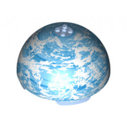 Cylinder Hemisphere 11 x 11, Studs on Top with Endor Blue / White Planet Pattern (75010): {светло кралско син}