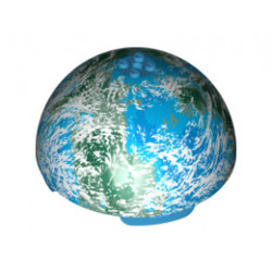 Cylinder Hemisphere 11 x 11, Studs on Top with Alderaan Blue / White / Dark Green Planet Pattern (75011): {тъмно небесносин}