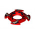 Ring 4 x 4 with 2 x 2 Hole and 4 Arrow Ends with Black, Gold and White Flames Pattern (Ninjago Spinner Crown): {ярко червен}