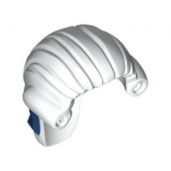 Minifigure, Hair Long Tied Back with Dark Blue Ribbon Pattern (Revolutionary Soldier): {бял}