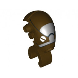 Minifigure, Head Modified Mechanical with White Eyes and White and Black Pattern (SW Commando Droid Captain): {тъмно кафяв}