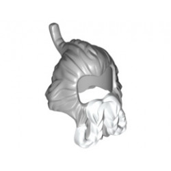 Minifigure, Hair Spiked Braid and Beard with White Braids Pattern (Oin): {умерено каменно сив}