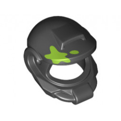 Minifigure, Headgear Helmet Elaborate with Lime Paint Spot Pattern: {черен}