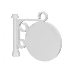 Road Sign Round on Pole with Ornate Top Attachment: {бял}