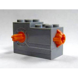 Windup Motor 2 x 4 x 2 1/3 with Orange Release Button : {умерено каменно сив}