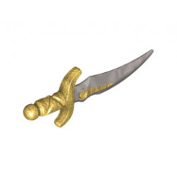 Minifigure, Weapon Dagger with Pearl Light Gray Blade : {топло златист}