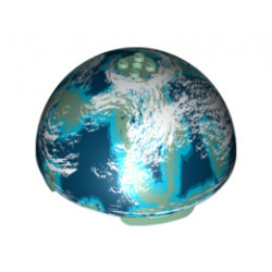 Cylinder Hemisphere 11 x 11, Studs on Top with Naboo Blue / Green Planet Pattern (9674): {пясъчно зелен}