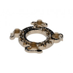 Ring 4 x 4 with 2 x 2 Hole and 2 Intertwined Snakes with Dark Bluish Gray and White Scales Pattern (Ninjago Spinner Crown): {прозрачно ярко оранжев}