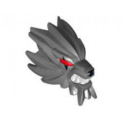 Large Figure Head Modified Chima Wolf with Red Eyes and White Teeth Pattern: {тъмно каменно сив}