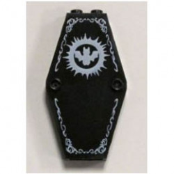 Container, Coffin Lid with White Bat Pattern : {черен}