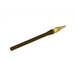Minifigure, Weapon Pike / Spear Elaborate with Pearl Gold Tip: {тъмно кафяв}