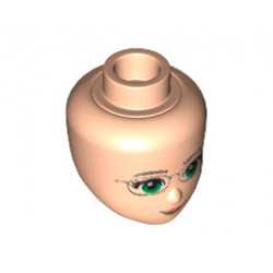 Mini Doll, Head Friends with Green Eyes and Glasses, Orange Lips and Closed Mouth Pattern: {светло нуга}