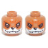 Minifigure, Head Dual Sided Alien Chima Fox with Black Nose, Reddish Brown Eyes, Orange Eye Shadow and Forehead Marks, White Muzzle and Sharp Teeth, Happy / Fierce Pattern: {пясъчно жълт}