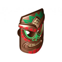 Minifigure, Tiki Mask with Red, Green and Tan Tribal Pattern: {червеникаво-кафяв}