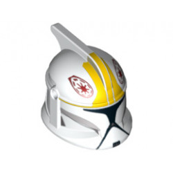 Minifigure, Headgear Helmet SW Clone Trooper with Holes, Yellow Markings and Black Visor Pattern (Clone Pilot): {бял}