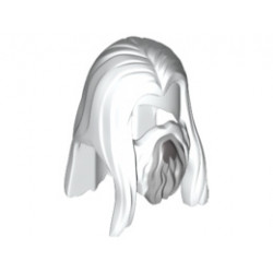 Minifigure, Hair Long Straight with Center Part and Beard Light and Dark Bluish Gray Pattern: {бял}