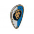 Minifigure, Shield Ovoid with Lion Head on White and Blue Pattern: {умерено каменно сив}
