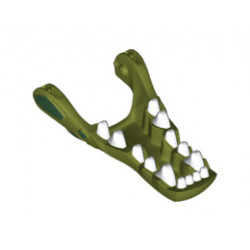 Large Figure Head Modified Chima Crocodile Lower Jaw with Teeth Pattern: {маслинено зелен}
