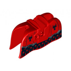 Horse Barding, Smooth Edge with Black Dragon Heads and Silver Trim Pattern: {ярко червен}