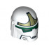 Minifigure, Headgear Helmet with Holes, SW Bounty Hunter with Jaw and Dark Green and Olive Green Pattern: {бял}