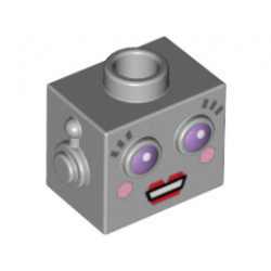 Minifigure, Head Modified Robot Female Pattern: {умерено каменно сив}